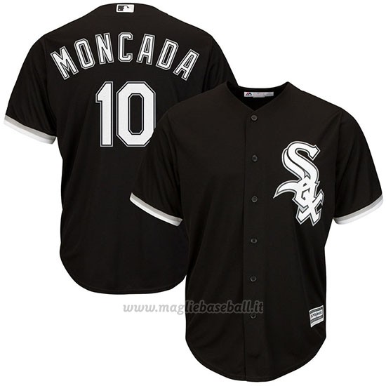 Maglia Baseball Uomo Chicago White Sox Yoan Moncada 10 Nero Replica Giocatore